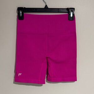 Fabletics Hot Pink Ribbed High-Rise Bike Shorts
